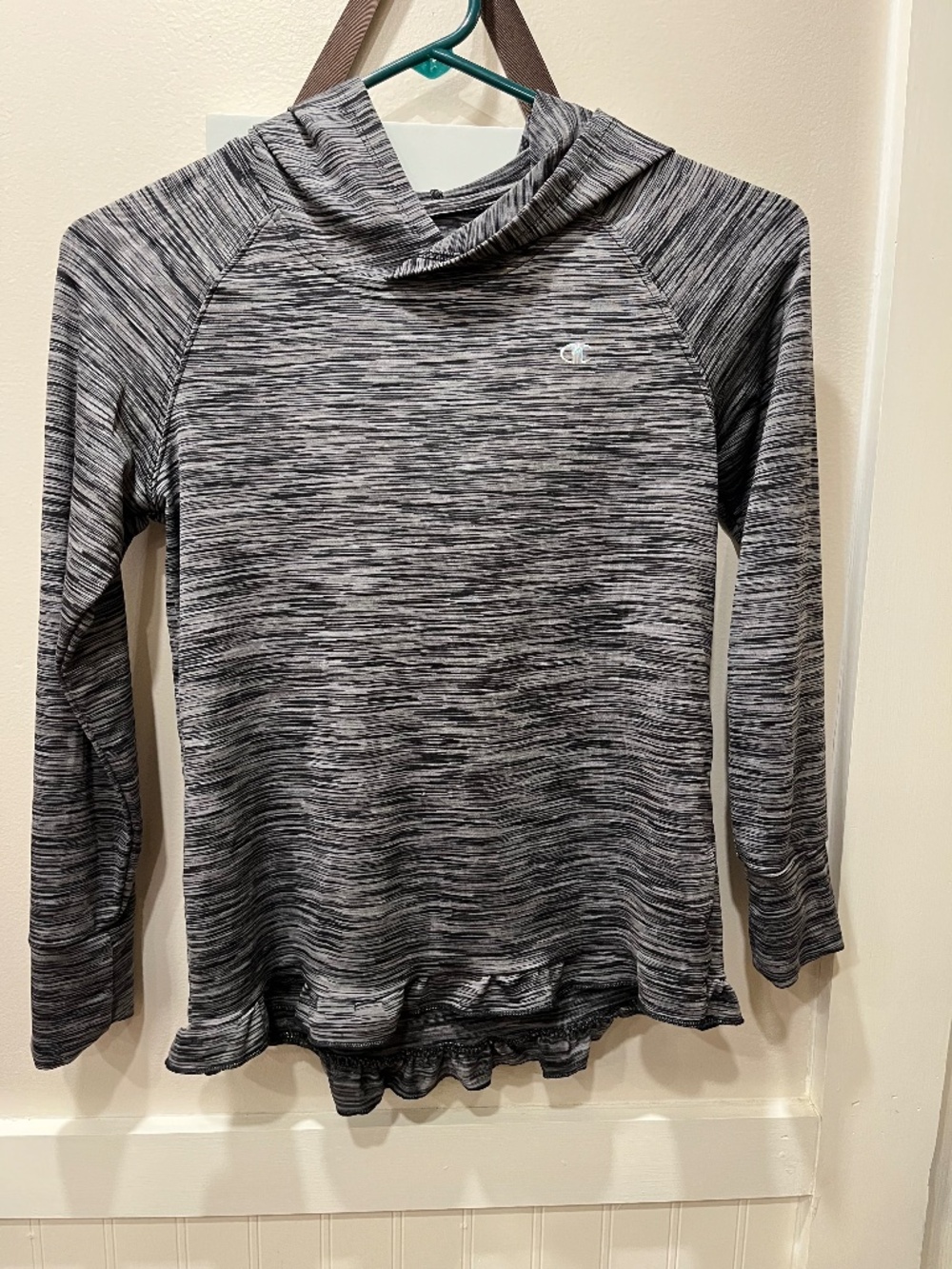 Girls Champion Gray Hooded Pullover with ruffle hem Medium
